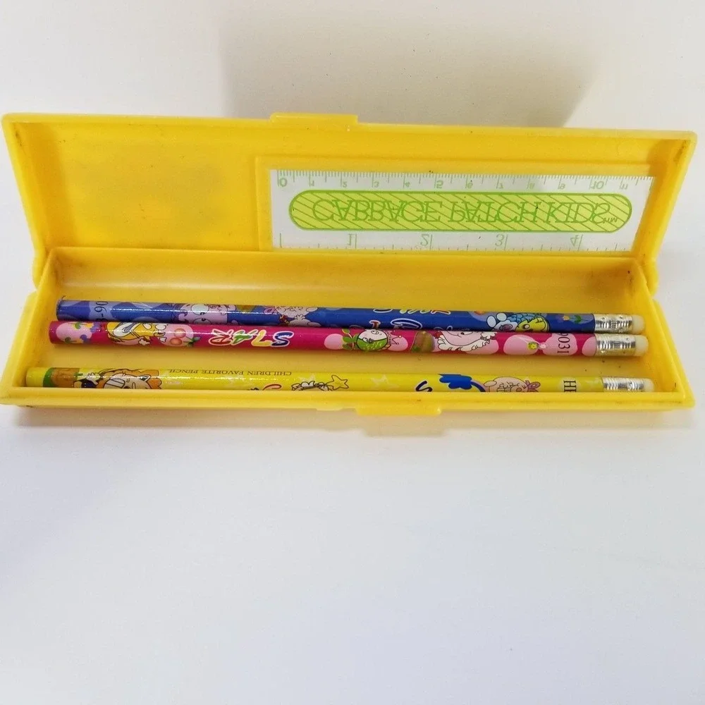 CABBAGE PATCH KIDS Pencil Box Kids OS Yellow Fair Vintage 1983 Ruler